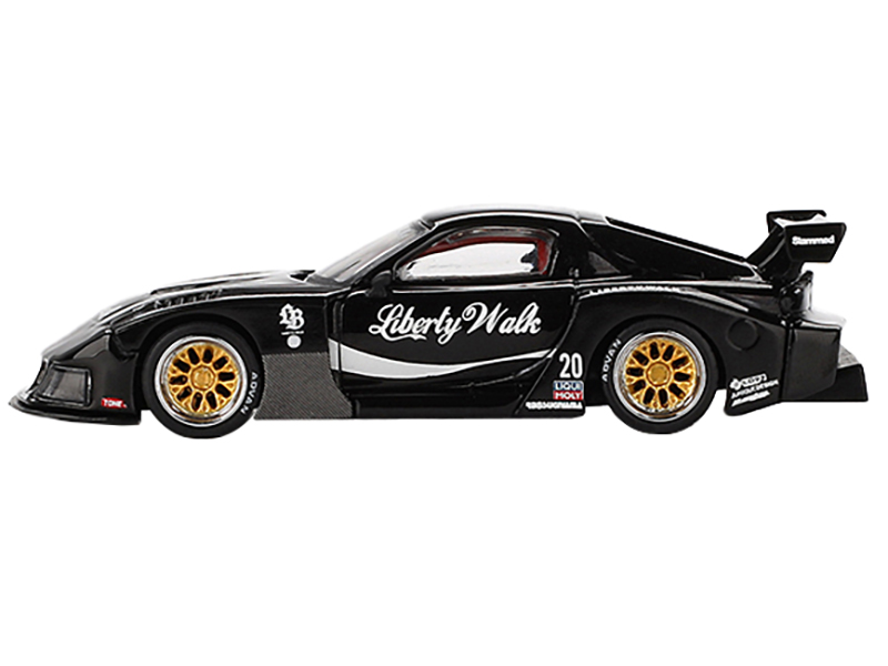 Mazda RX-7 LB-Super Silhouette #20 "Liberty Walk" Black Limited Edition 1/64 Diecast Model Car by Mini GT Automotive