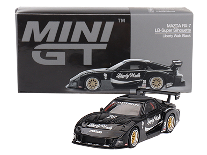 Mazda RX-7 LB-Super Silhouette #20 "Liberty Walk" Black Limited Edition 1/64 Diecast Model Car by Mini GT Automotive