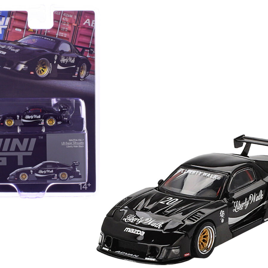 Mazda RX-7 LB-Super Silhouette #20 "Liberty Walk" Black Limited Edition 1/64 Diecast Model Car by Mini GT Automotive