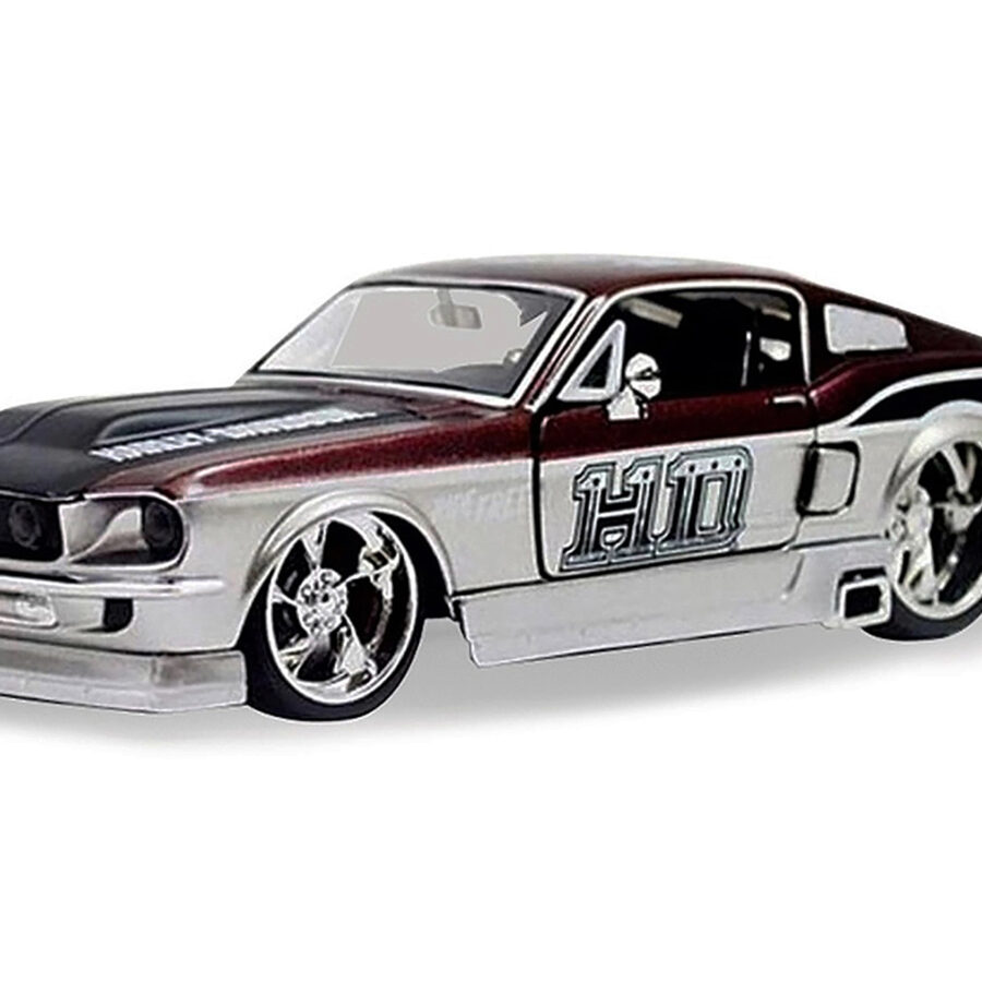1967 Ford Mustang GT Red and Silver "Harley Davidson" 1/24 Diecast Model Car by Maisto Automotive