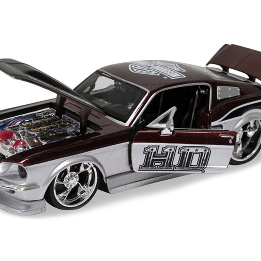 1967 Ford Mustang GT Red and Silver "Harley Davidson" 1/24 Diecast Model Car by Maisto Automotive