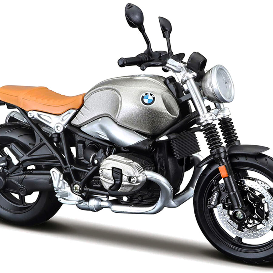BMW R nineT Scrambler Meatllic Gray with Plastic Display Stand 1/12 Diecast Motorcycle Model by Maisto Automotive