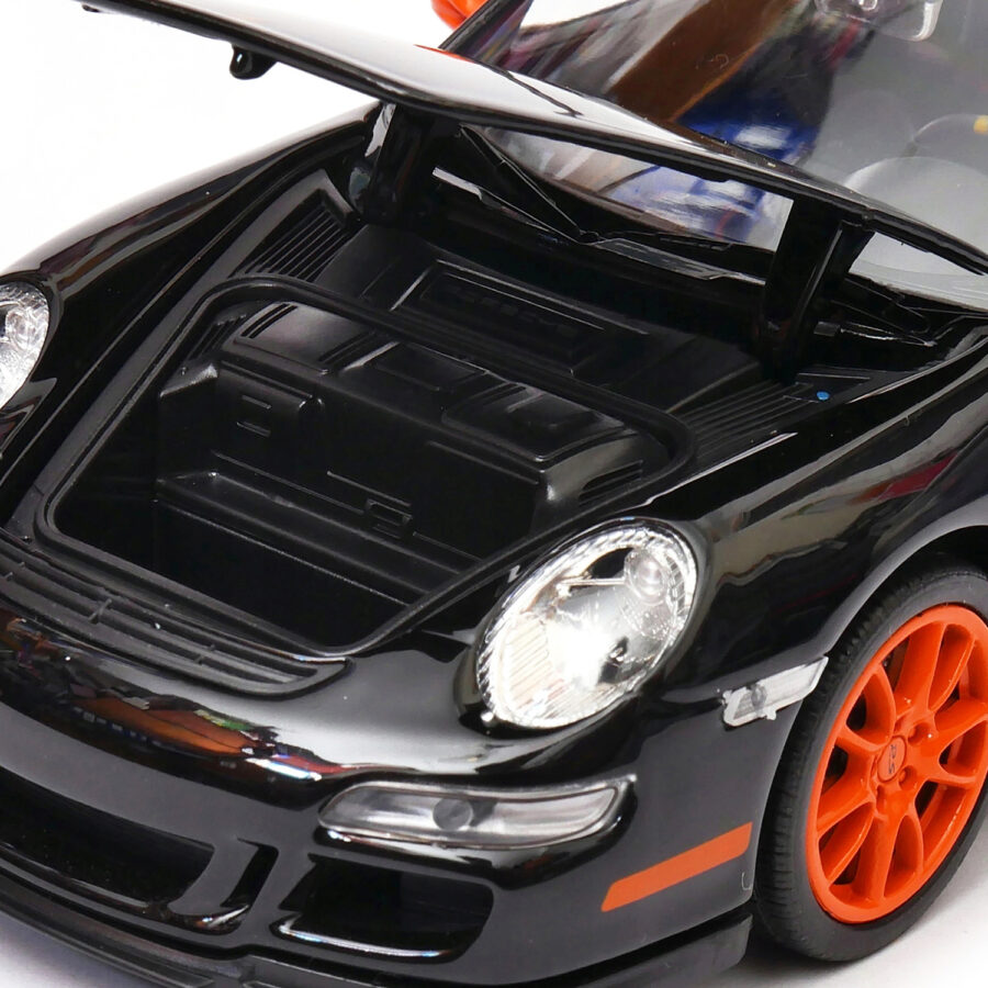 Porsche 911 (997) GT3 RS Black with Orange Accents 1/24-1/27 Diecast Model Car by Welly Automotive