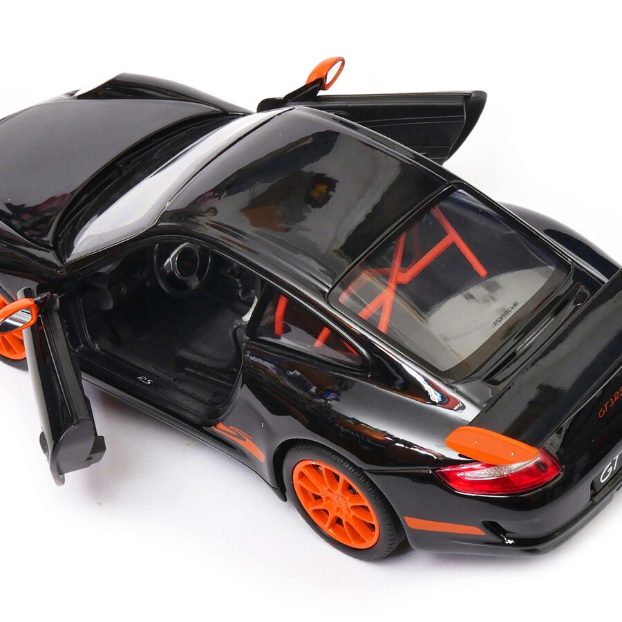 Porsche 911 (997) GT3 RS Black with Orange Accents 1/24-1/27 Diecast Model Car by Welly Automotive