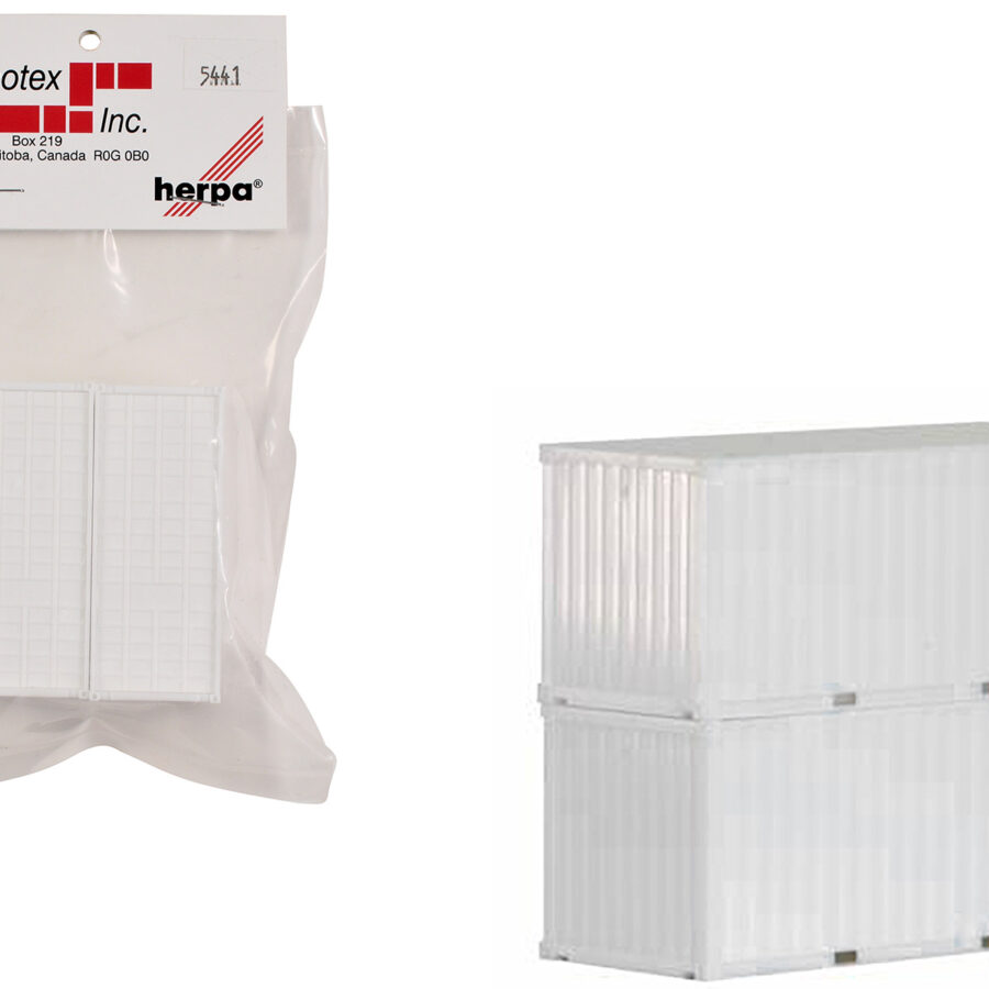 20ft Container White Set of 2 pieces 1/87 (HO) Plastic Model by Promotex Automotive