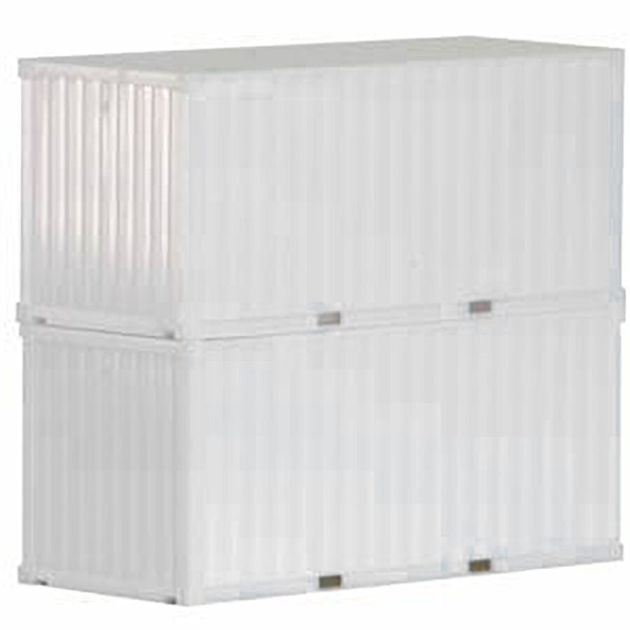 20ft Container White Set of 2 pieces 1/87 (HO) Plastic Model by Promotex Automotive