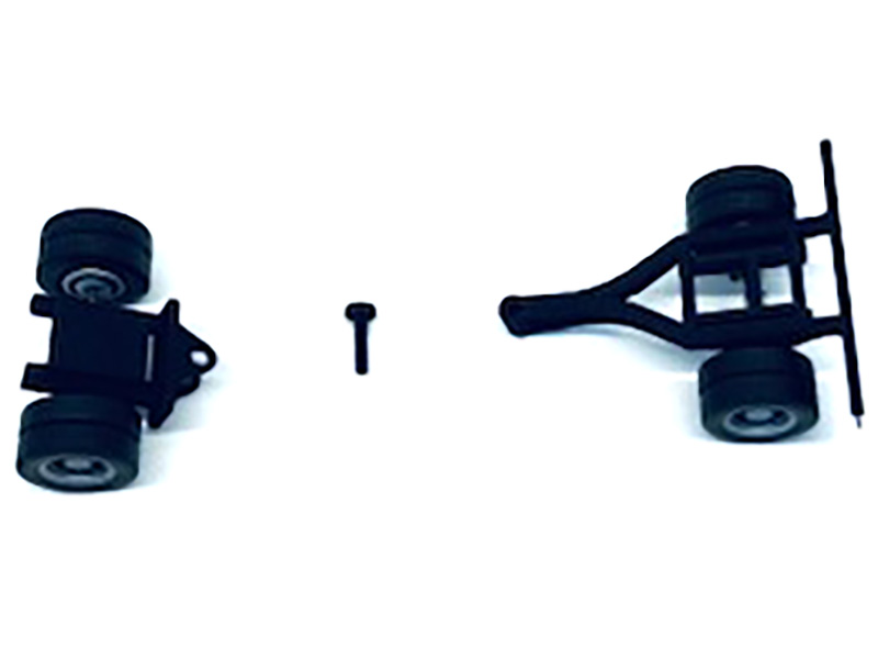 Lowboy Single Axle Booster with Integrated Rear Axle and Fenders (2 Sets) 1/87 (HO) Plastic Model by Promotex Automotive