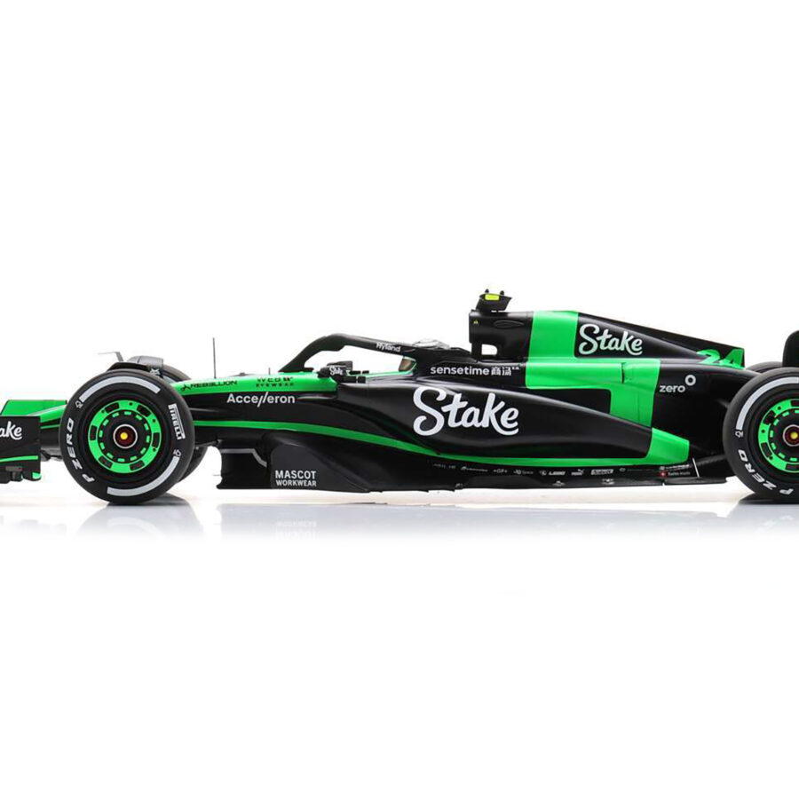 Sauber C44 #24 Zhou Guanyu "Stake F1 Team Kick" Formula One F1 "Bahrain GP" (2024) and Acrylic Display Case 1/18 Model Car by Spark Automotive
