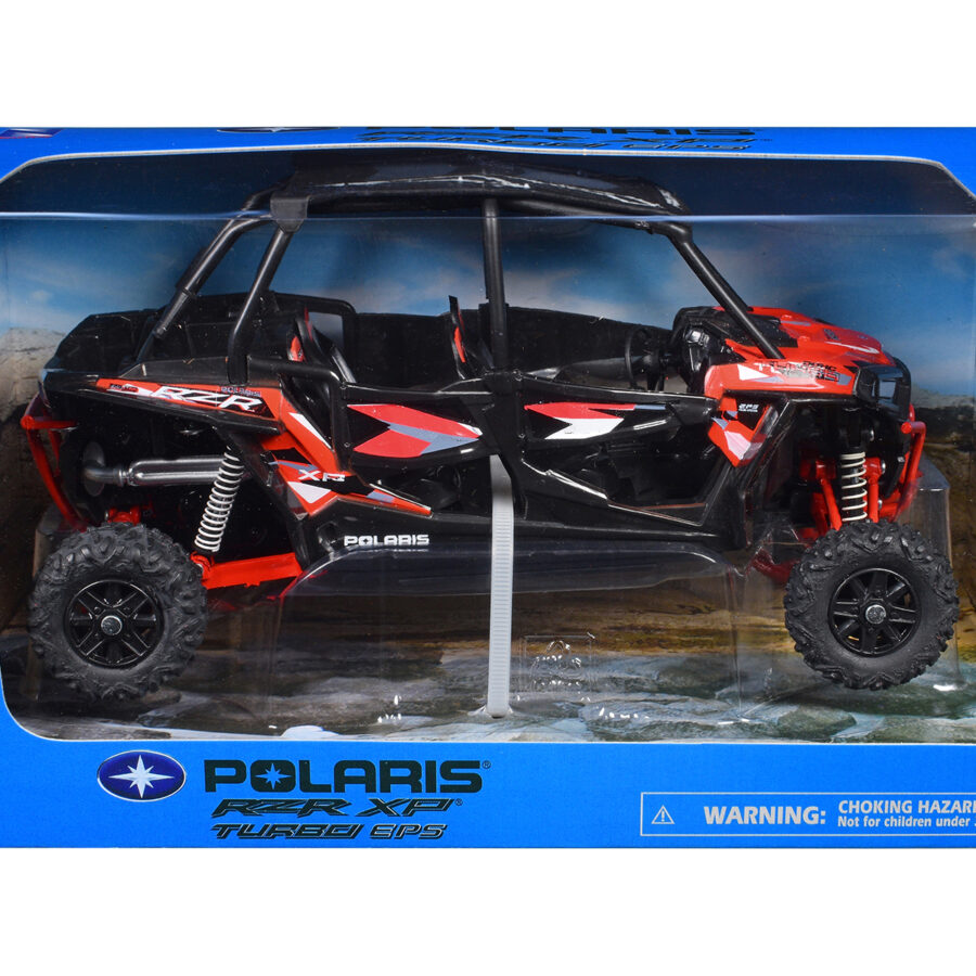 Polaris RZR XP 4 Turbo EPS Sport UTV Spectra Orange with Graphics and Black Top 1/18 Diecast Model by New Ray Automotive