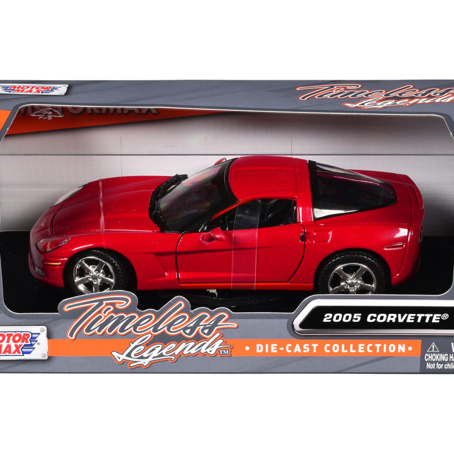 2005 Chevrolet Corvette C6 Coupe Red 1/24 Diecast Model Car by Motormax Automotive