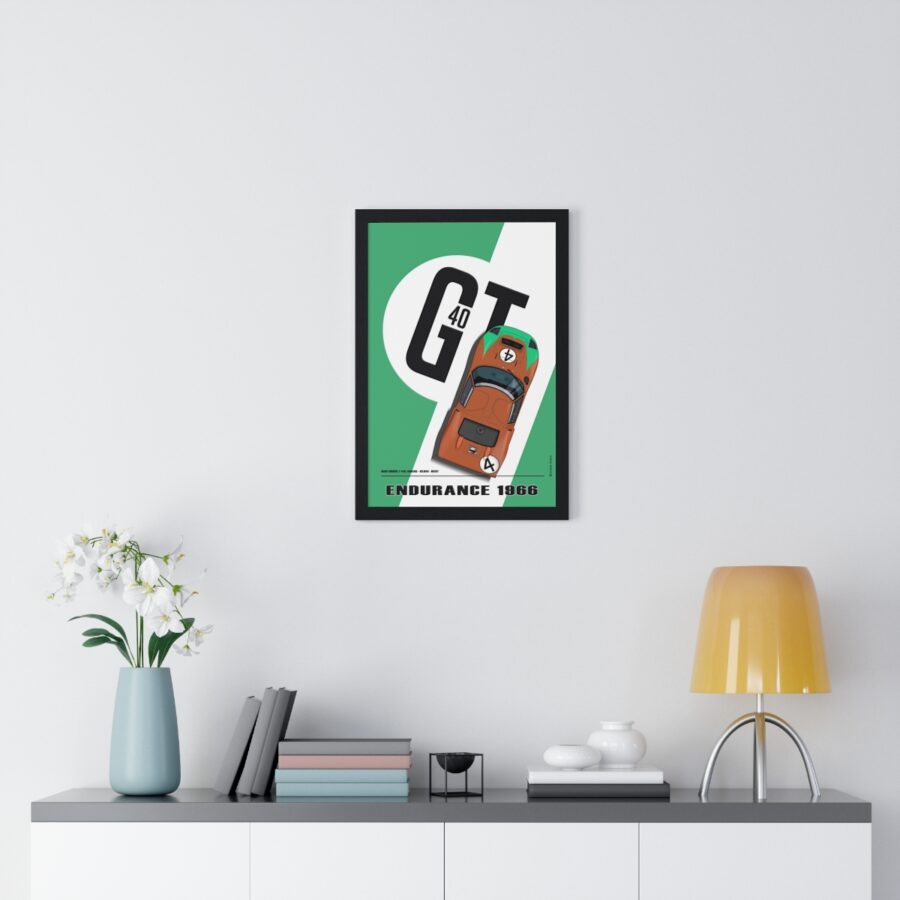 Ford GT40, Le Mans 1966, Donohue - Hawkins, Framed Ford