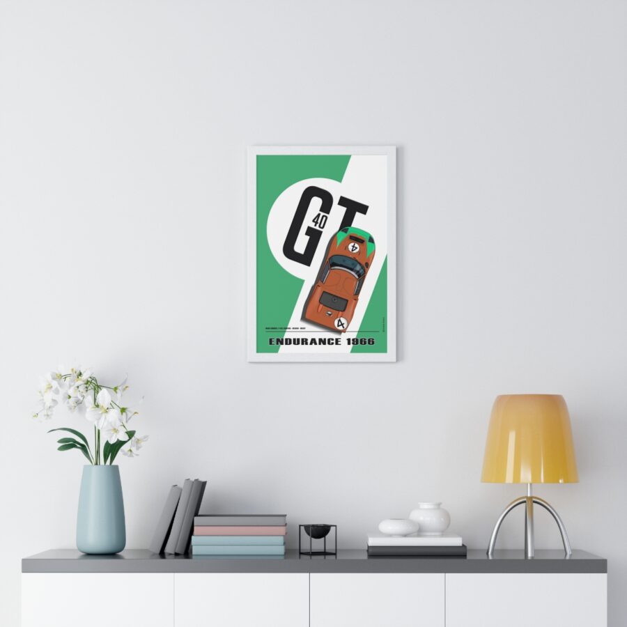 Ford GT40, Le Mans 1966, Donohue - Hawkins, Framed Ford