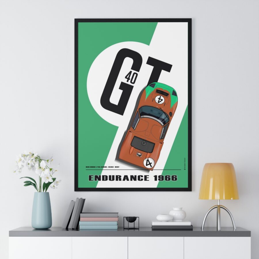 Ford GT40, Le Mans 1966, Donohue - Hawkins, Framed Ford