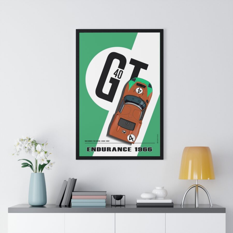 Ford GT40, Le Mans 1966, Donohue - Hawkins, Framed Ford