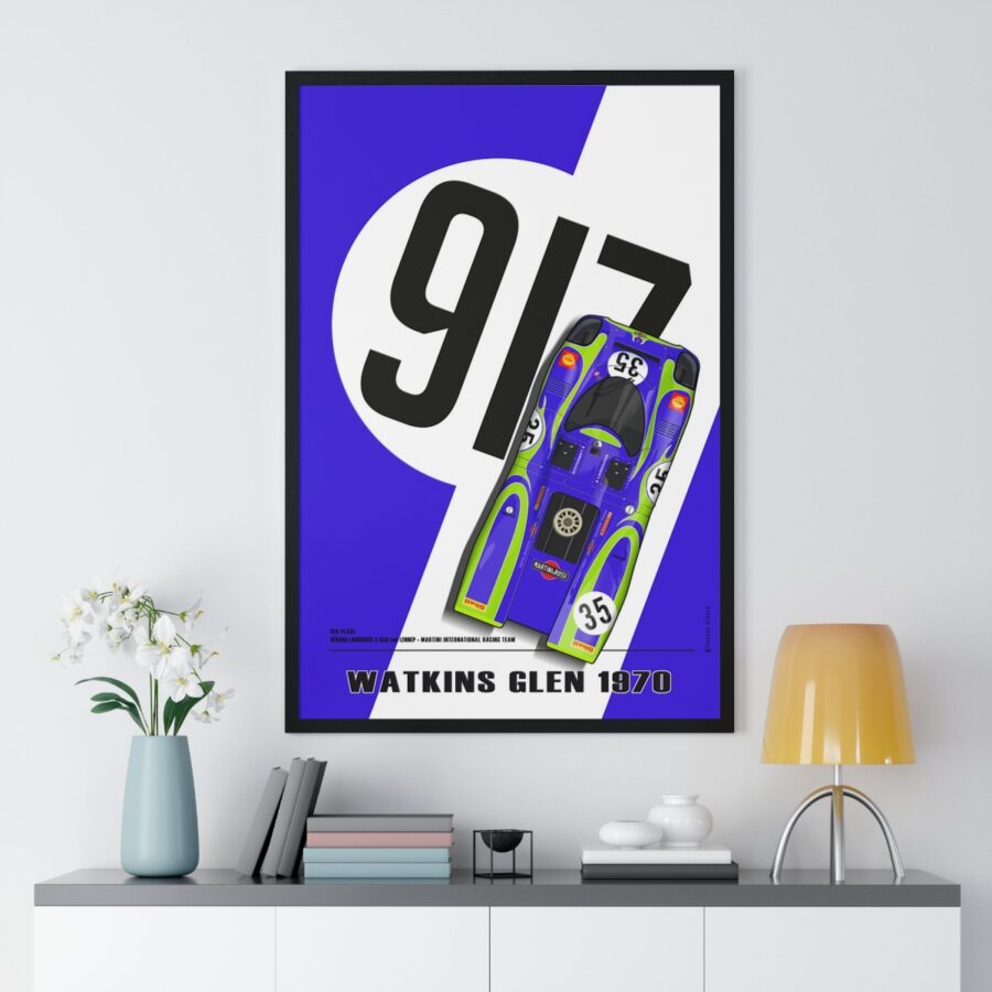 917 Hippie, Watkins Glen 1970, Larrousse - van Lennep, Framed Sports Car Racing Art