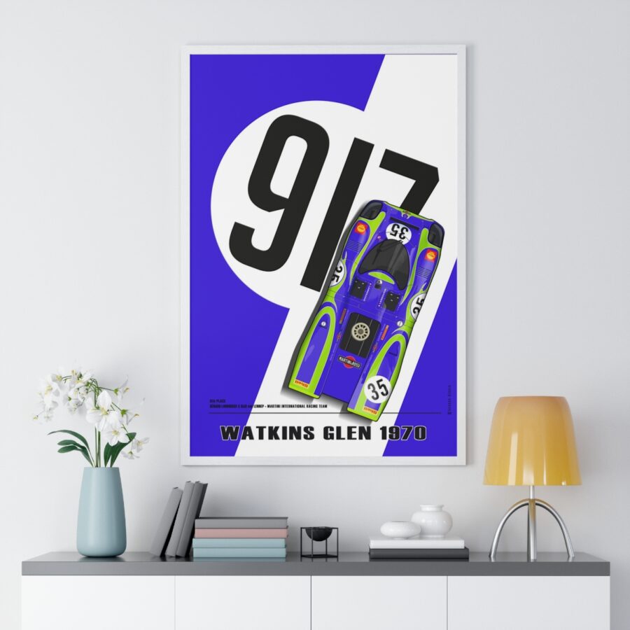 917 Hippie, Watkins Glen 1970, Larrousse - van Lennep, Framed Sports Car Racing Art