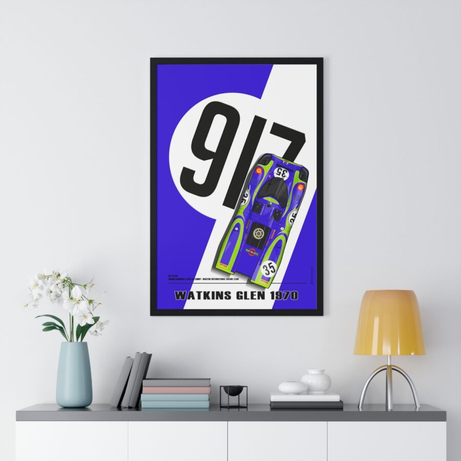 917 Hippie, Watkins Glen 1970, Larrousse - van Lennep, Framed Sports Car Racing Art