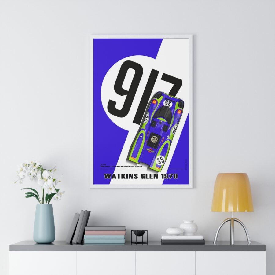 917 Hippie, Watkins Glen 1970, Larrousse - van Lennep, Framed Sports Car Racing Art