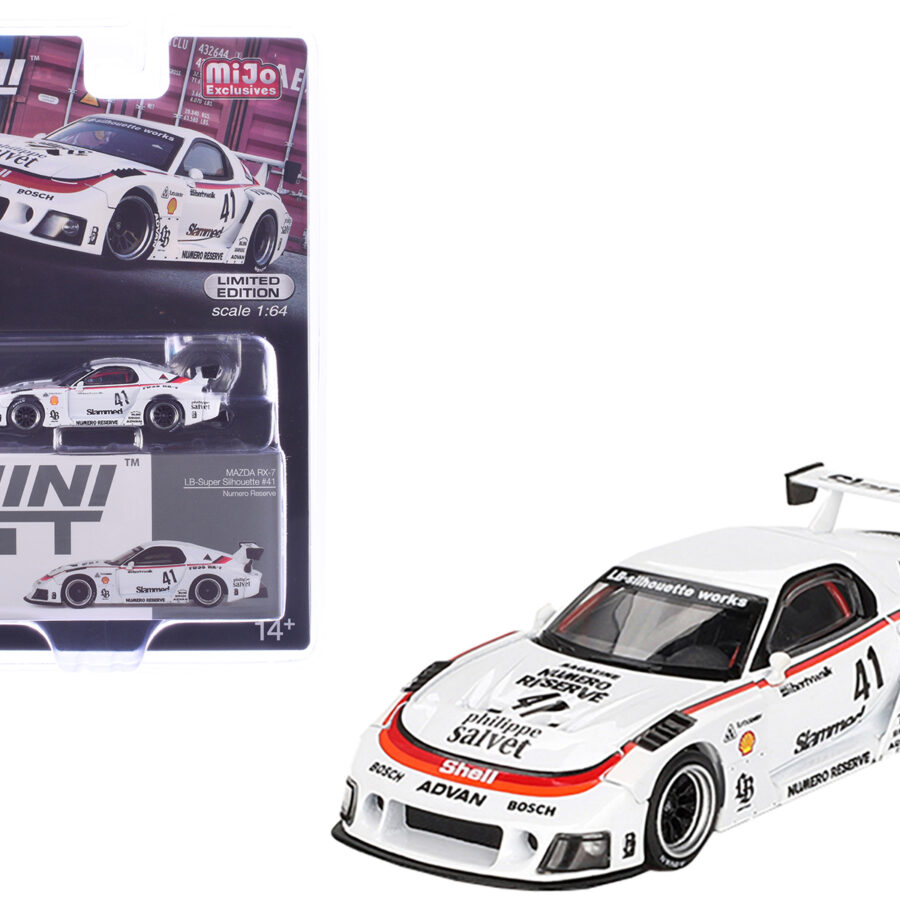 Mazda RX-7 LB-Super Silhouette #41 "Numero Reserve" White Limited Edition 1/64 Diecast Model Car by Mini GT Automotive