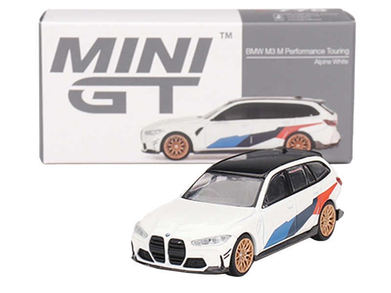 BMW M3 M Performance Touring Alpine White with Black Top and Graphics Limited Edition to 4800 pieces Worldwide 1/64 Diecast Model Car by Mini GT Alpine F1 Team