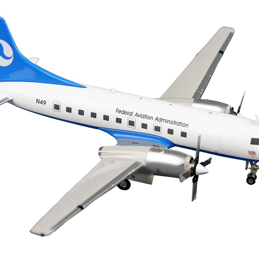 Convair CV-580 Commercial Aircraft "Federal Aviation Administration" White with Blue Tail "Gemini 200" Series 1/200 Diecast Model Airplane by GeminiJets Automotive