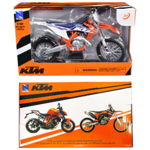 KTM 450 SX-F Dirt Bike Motorcycle Orange and White 1/12 Diecast Motorcycle Model by New Ray Automotive by Diecast Mania