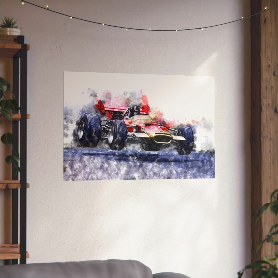 Graham Hill, jump, Formula One, Poster F1 Art