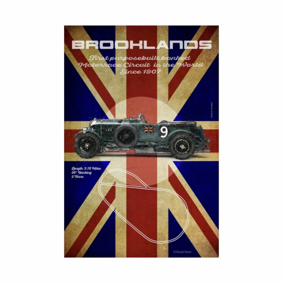 Brooklands, Bentley Blower, Poster Sports Car Racing Art