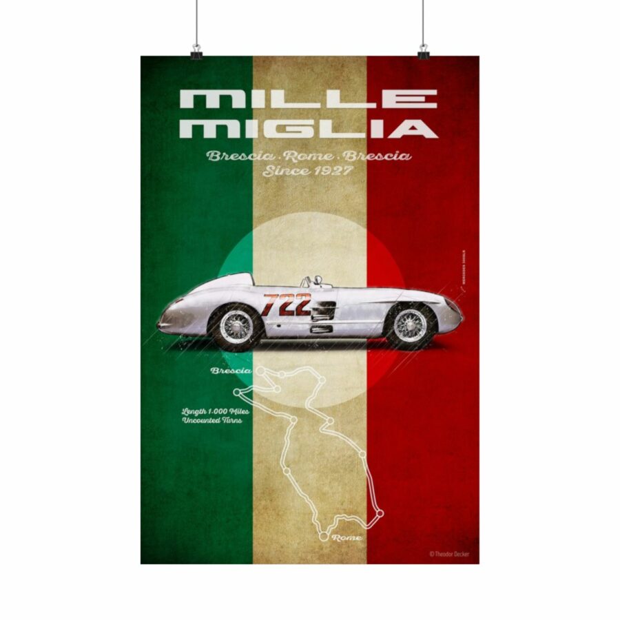 Mille Miglia, Mercedes-Benz 300SLR, Poster WEC & Le Mans Memorabilia