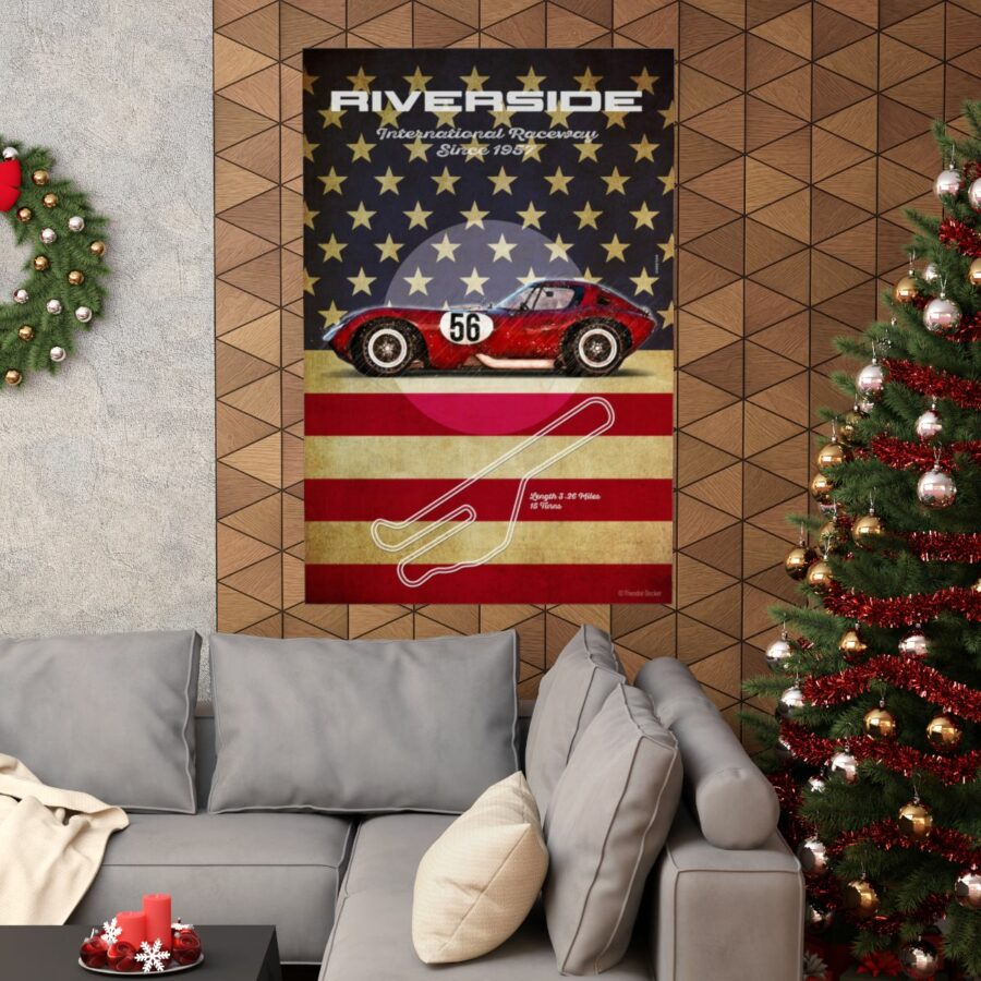 Riverside Racetrack, Cheetah Chevrolet V8, Poster Sports Car Racing Art