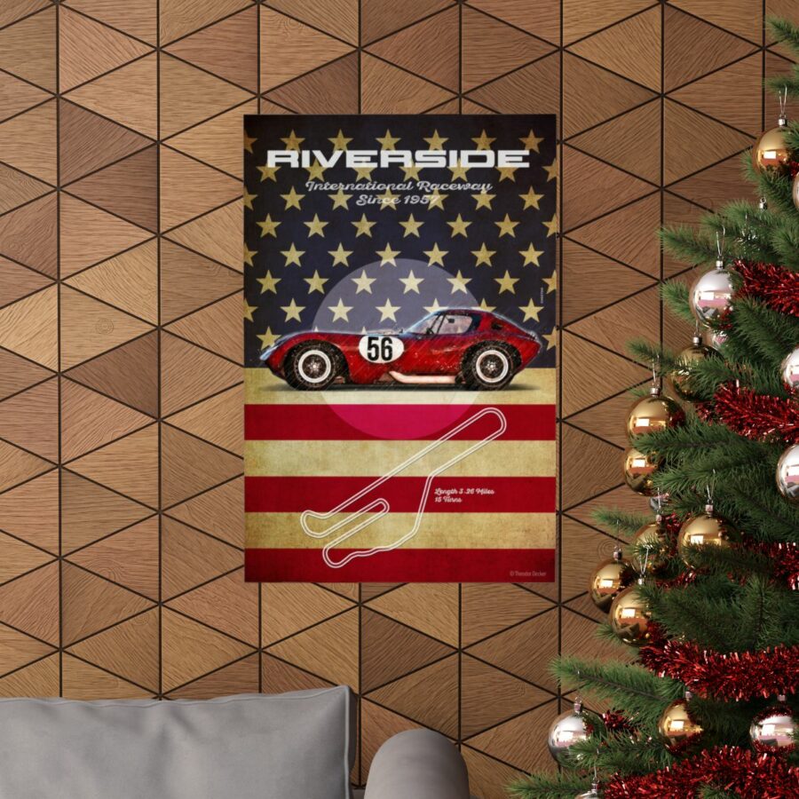 Riverside Racetrack, Cheetah Chevrolet V8, Poster Sports Car Racing Art