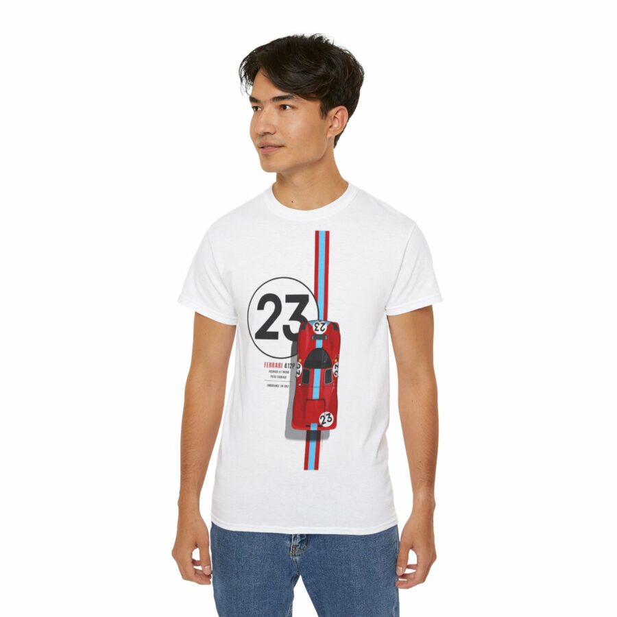 Ferrari 412P, Number 23, 100% Cotton T-Shirt Sports Car Racing Clothing