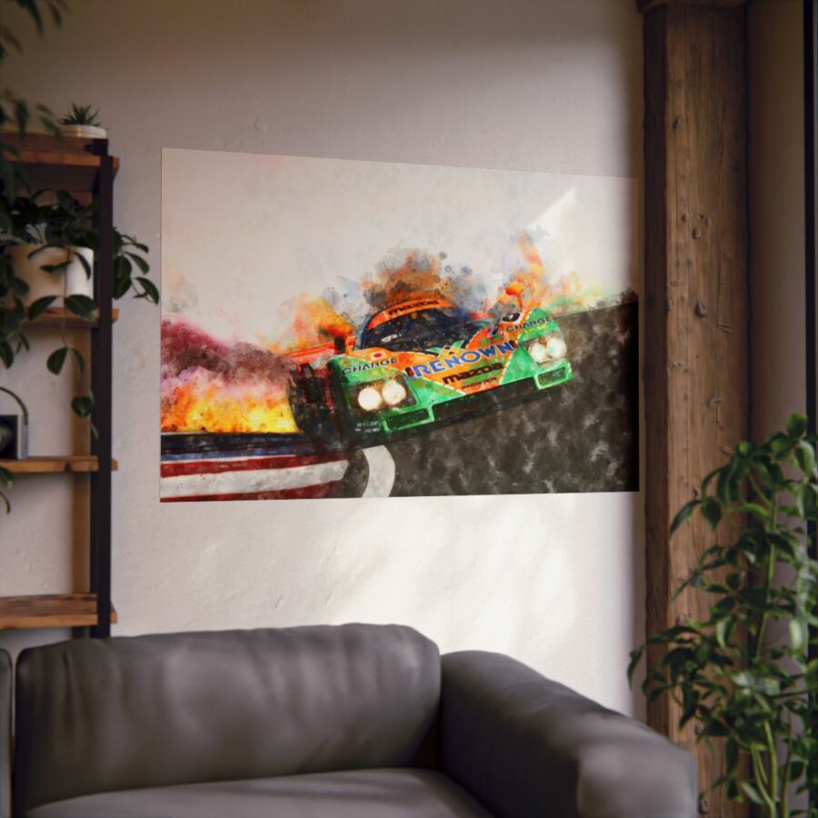 Mazda 787B on Fire, Le Mans 1991, Poster Mazda