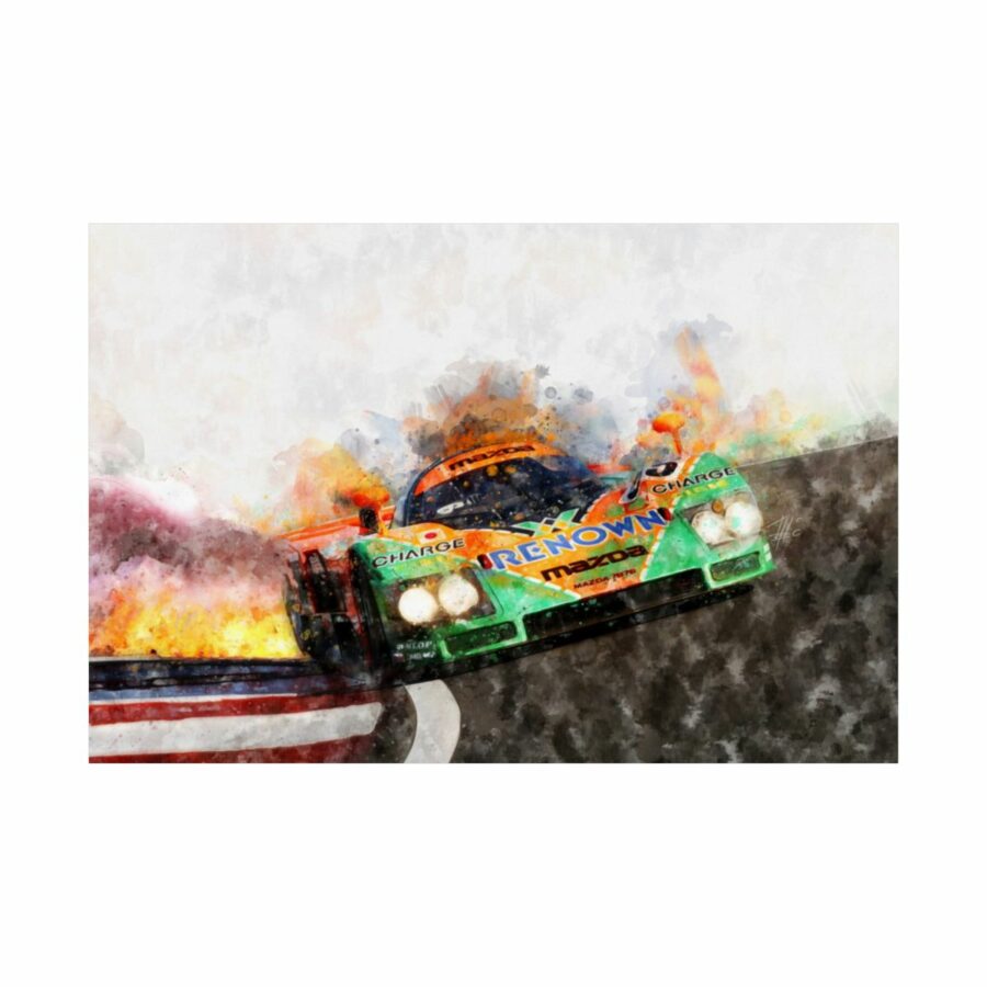 Mazda 787B on Fire, Le Mans 1991, Poster from the Mazda store collection.