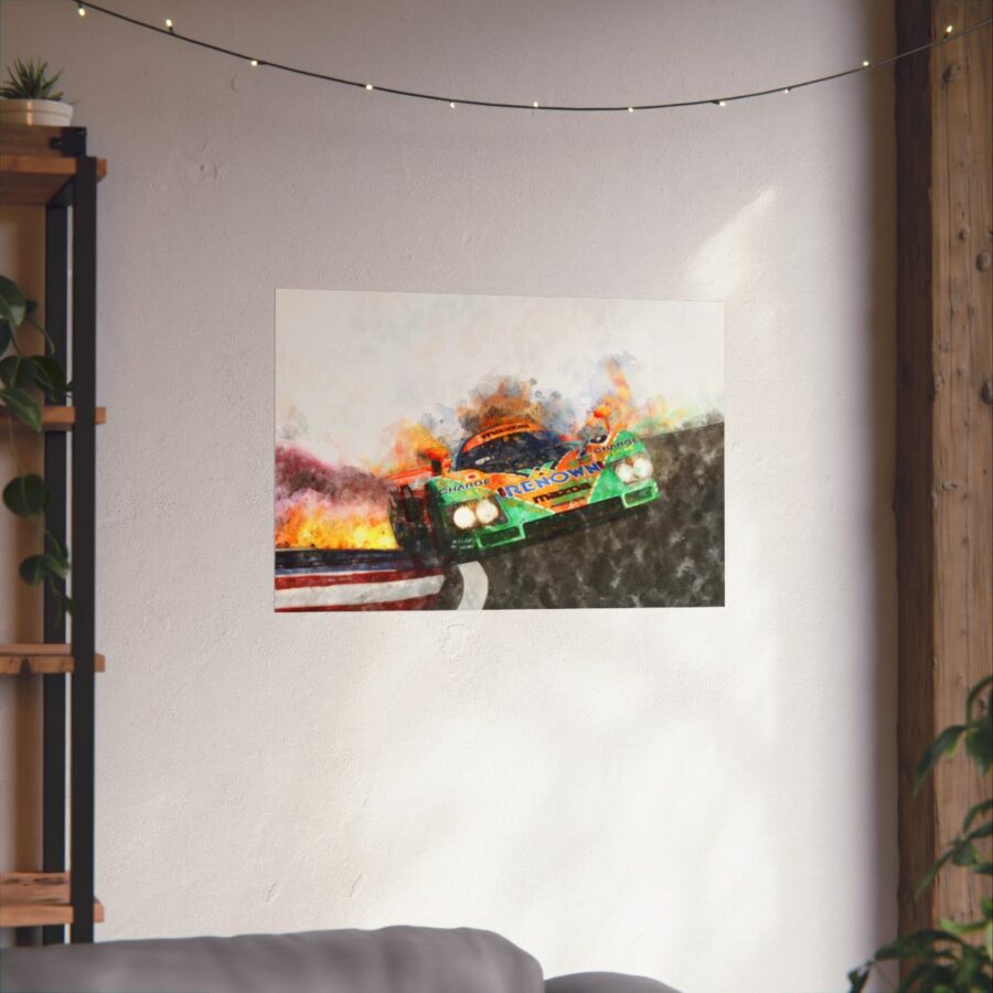 Mazda 787B on Fire, Le Mans 1991, Poster Mazda