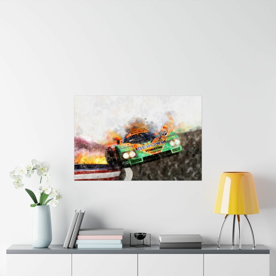 Mazda 787B on Fire, Le Mans 1991, Poster Mazda