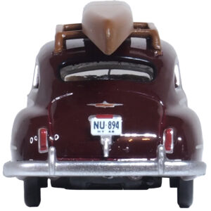 1946 DeSoto Suburban with Roof Rack and Canoe Royal Maroon 1/87 (HO) Scale Diecast Model Car by Oxford Diecast  by Diecast Mania