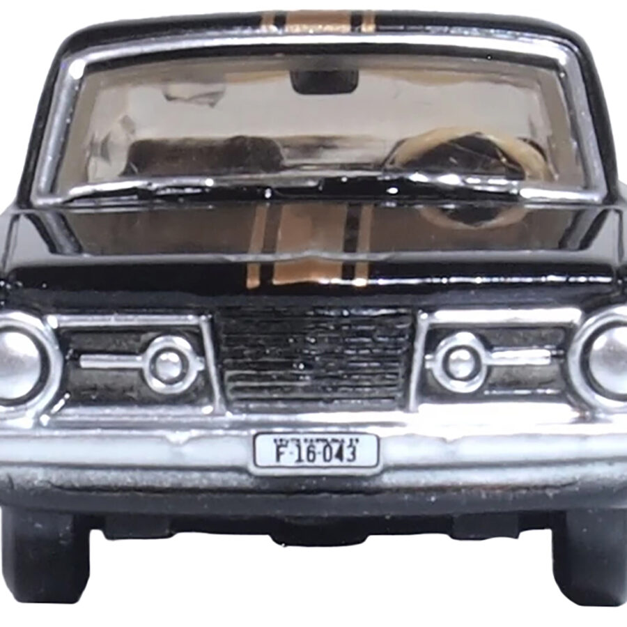 1965 Plymouth Barracuda Black with Gold Stripes 1/87 (HO) Scale Diecast Model Car by Oxford Diecast Automotive