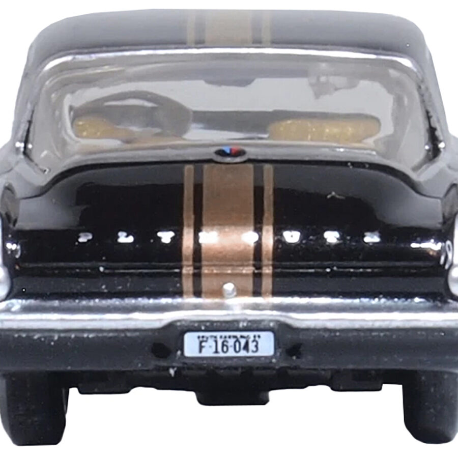 1965 Plymouth Barracuda Black with Gold Stripes 1/87 (HO) Scale Diecast Model Car by Oxford Diecast Automotive