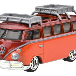 1967 Volkswagen Samba Bus Orange and Dark Red Metallic with Roof Rack "Boulevard" Series Diecast Model Car by Hot Wheels by Diecast Mania