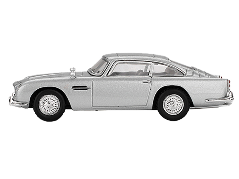 Aston Martin DB5 RHD (Right Hand Drive) Birch Silver Metallic 007 James Bond "Thunderball" (1965) Movie Limited Edition 1/64 Diecast Model Car by Mini GT Automotive