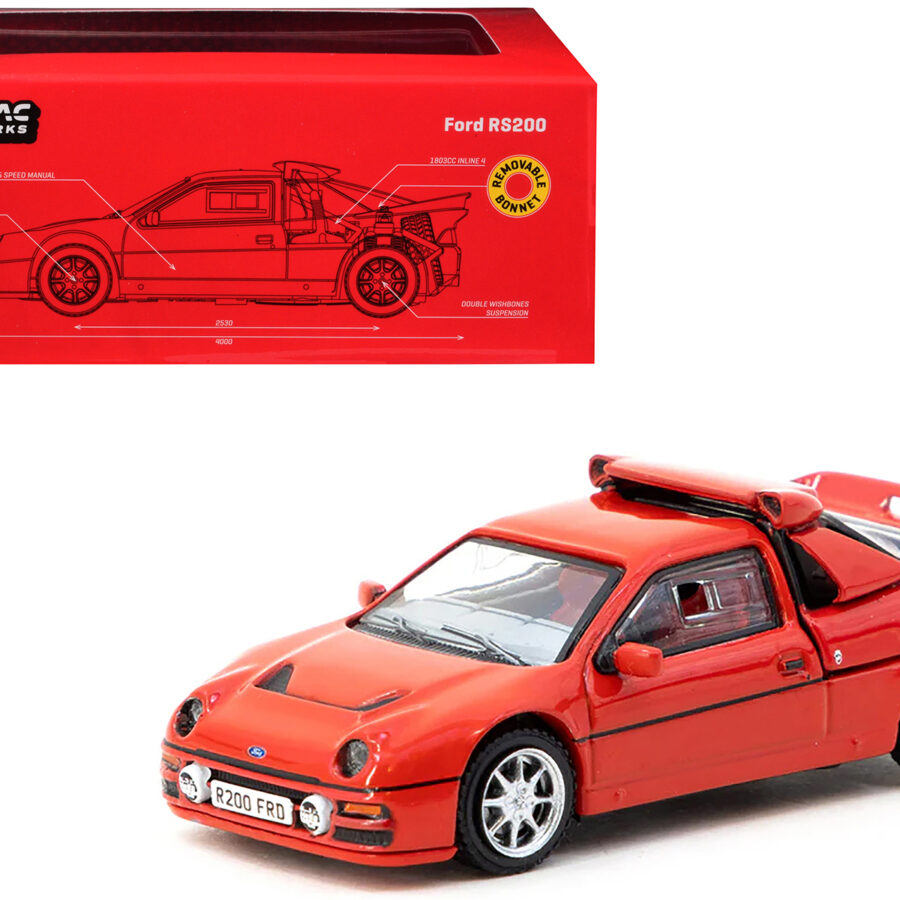 Ford RS200 Red "Hobby64" Series 1/64 Diecast Model Car by Tarmac Works Automotive