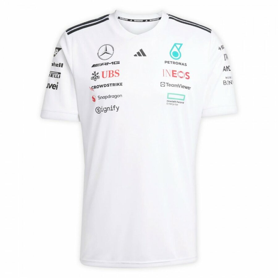 Mercedes F1 2025 White T-Shirt Sports Car Racing Clothing