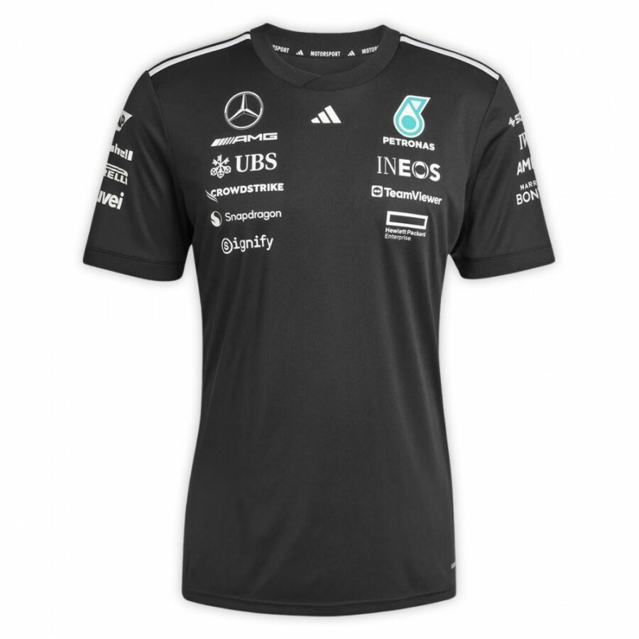 Mercedes F1 2025 Black T-Shirt Sports Car Racing Clothing