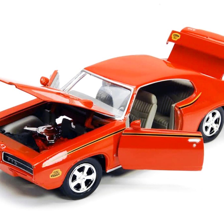1969 Pontiac GTO Judge Orange with Stripes 1/24 Diecast Model Car by Motormax Automotive