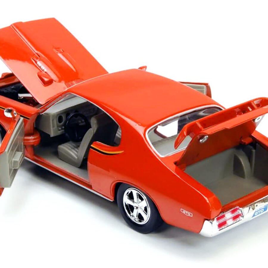 1969 Pontiac GTO Judge Orange with Stripes 1/24 Diecast Model Car by Motormax Automotive