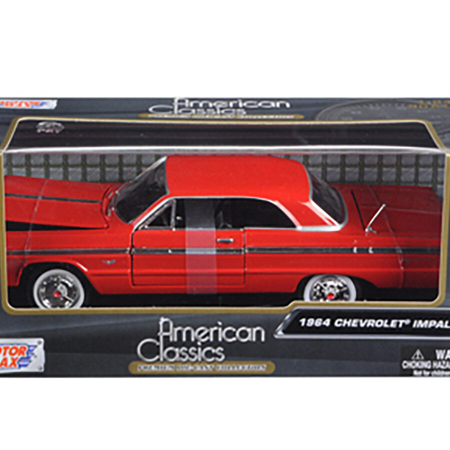 1964 Chevrolet Impala Red 1/24 Diecast Model Car by Motormax Automotive