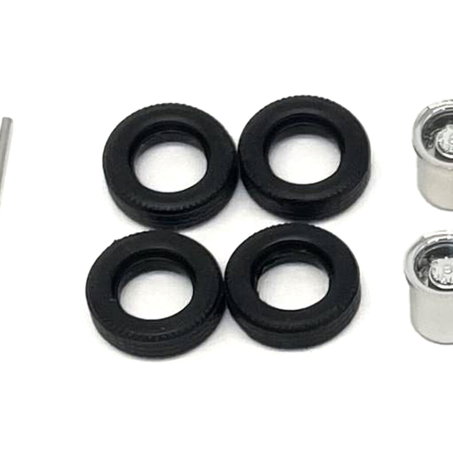 Rear Low Profile Wheelset Chrome 1/87 (HO) Plastic Model by Promotex Automotive