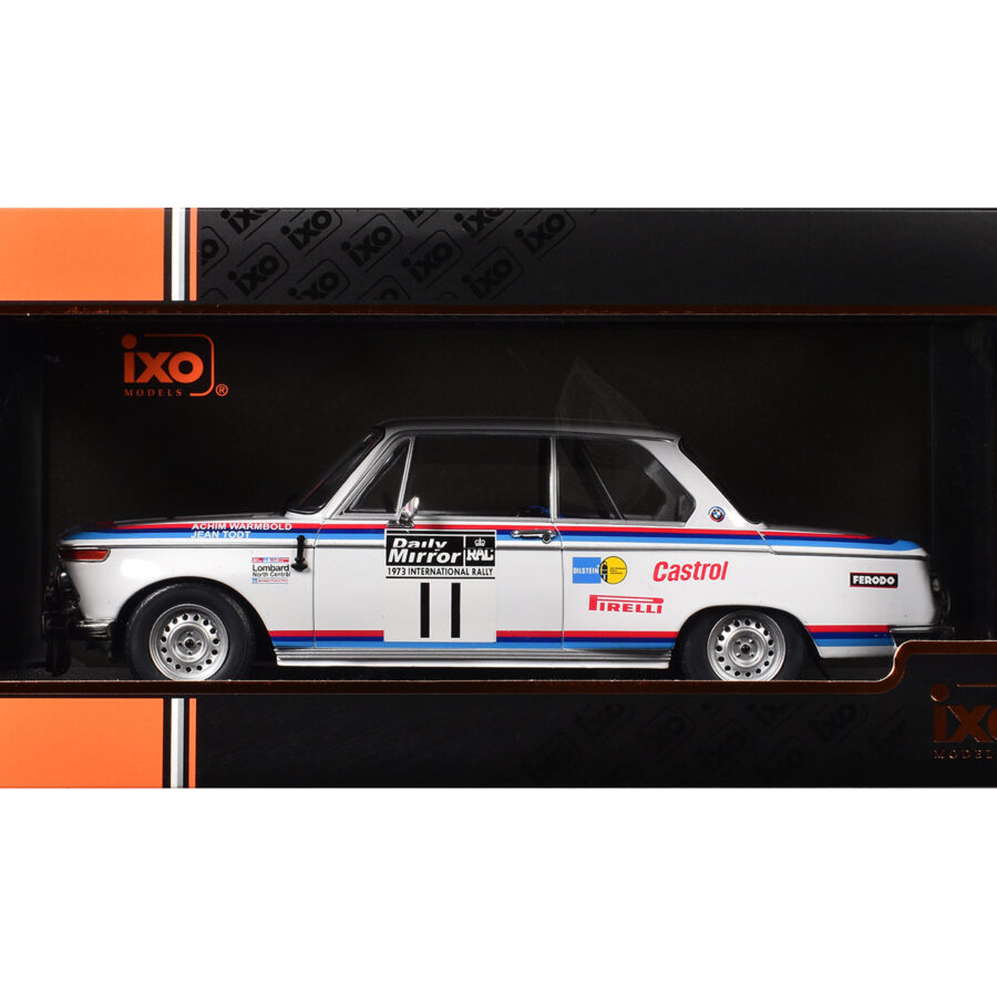 BMW 2002 #11 Achim Warmbold - Jean Todt "RAC Rally" (1973) 1/18 Diecast Model Car by IXO Models Automotive