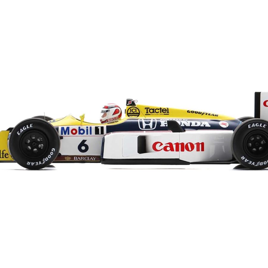 Williams FW11B #6 Nelson Piquet "Williams-Honda" Winner Formula One F1 "Italian GP" (1987) and Acrylic Display Case 1/18 Model Car by Spark Automotive